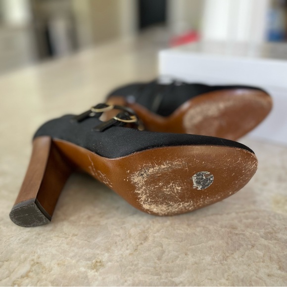 Bettye Muller black satin Mary-Jane heels, Size 36.5 - Picture 7 of 11